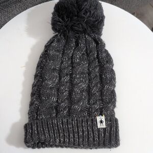 Smartwool Charcoal Cable Pom Pom Knit Kids Wool Blend Beanie